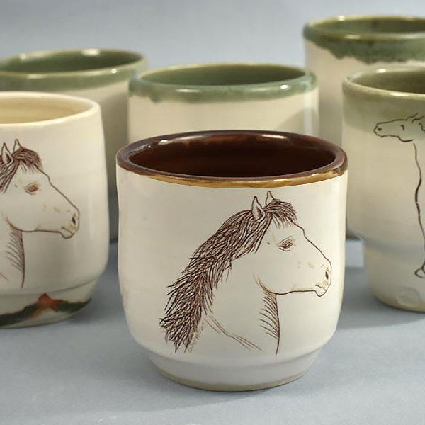 Horse decals on porcelain