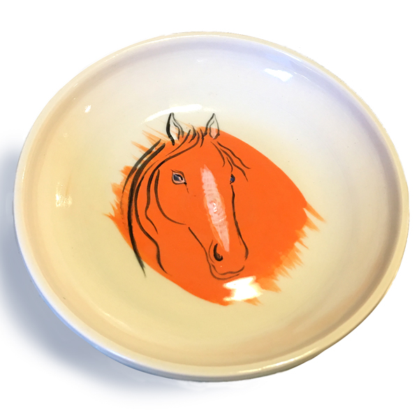 Horse painted on porcelain